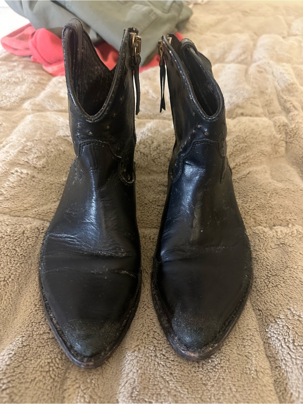 Golden Goose Black Leather Ankle Booties with Side Zips Size 37